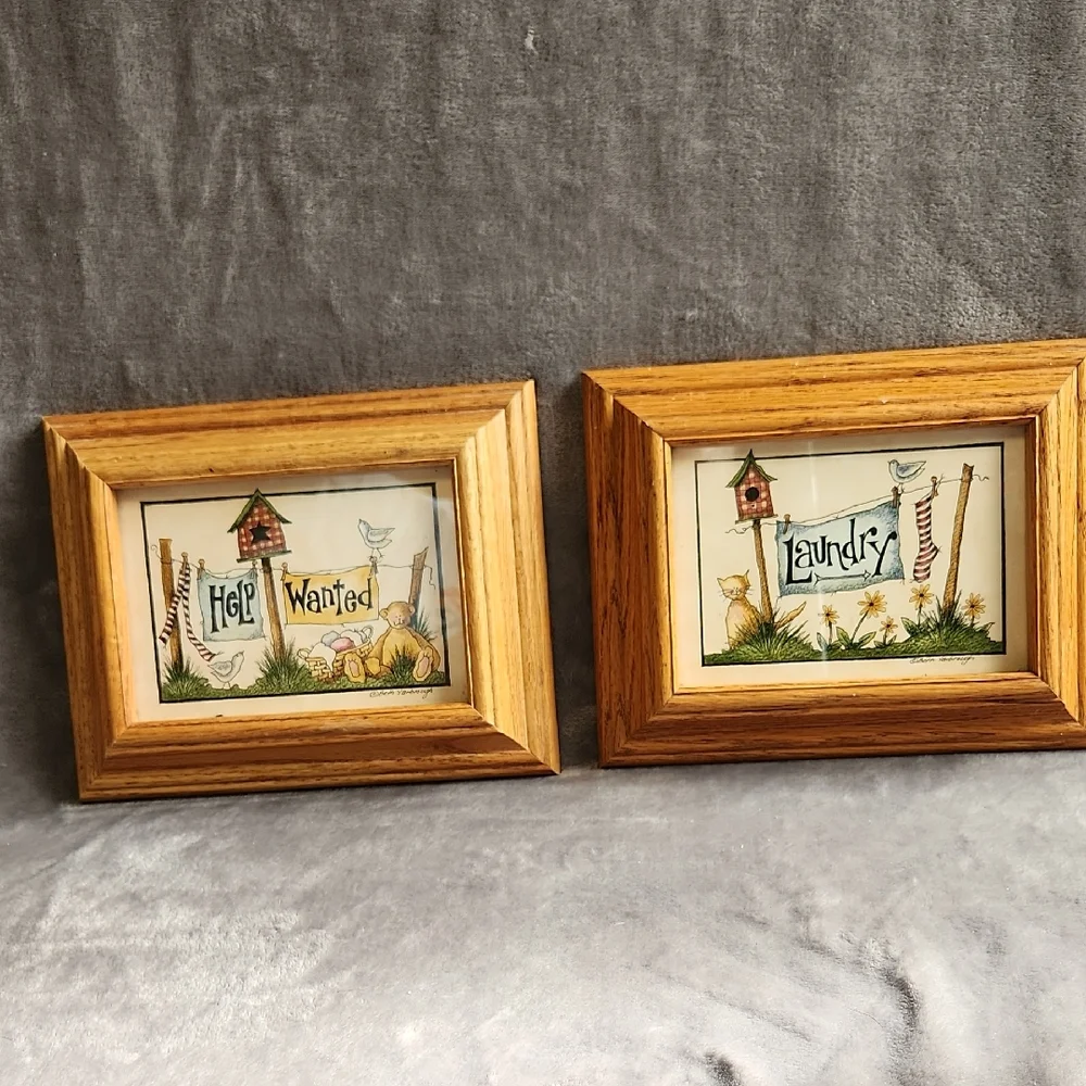 Rustic Wooden Framed Home/Laundry Room Accent Set
